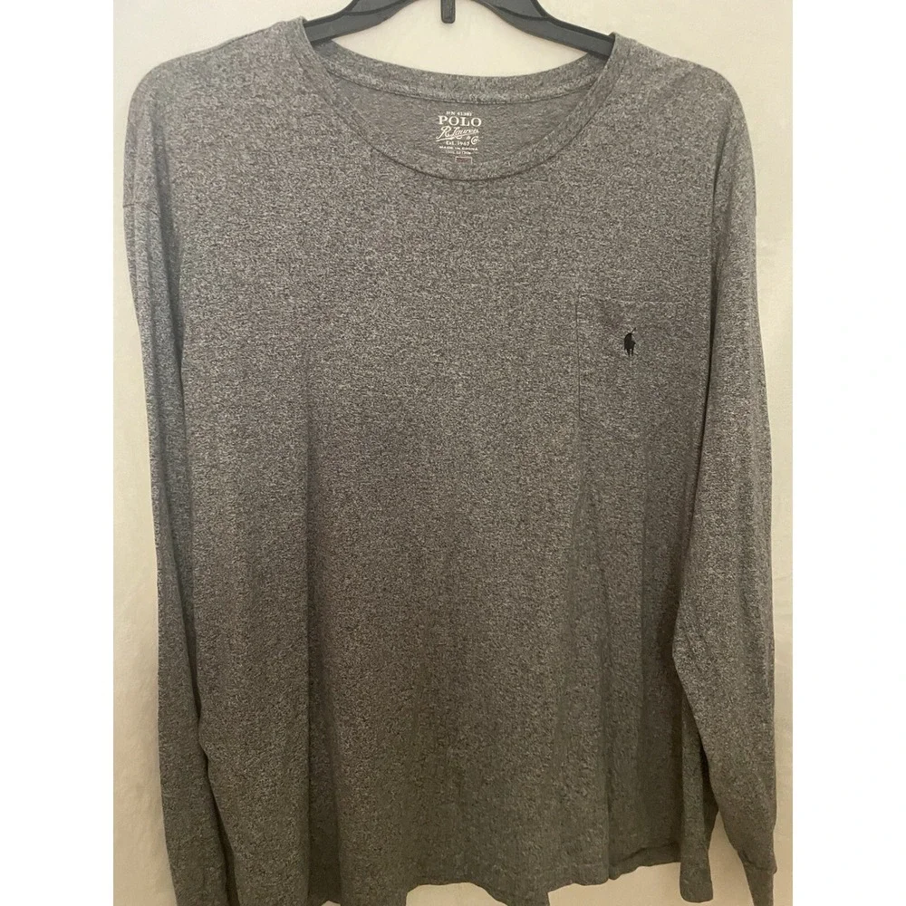 Polo R. Lauren & Co. Mens Size XXL Shirt‎ Gray Long Sleeve Round Neck Cotton